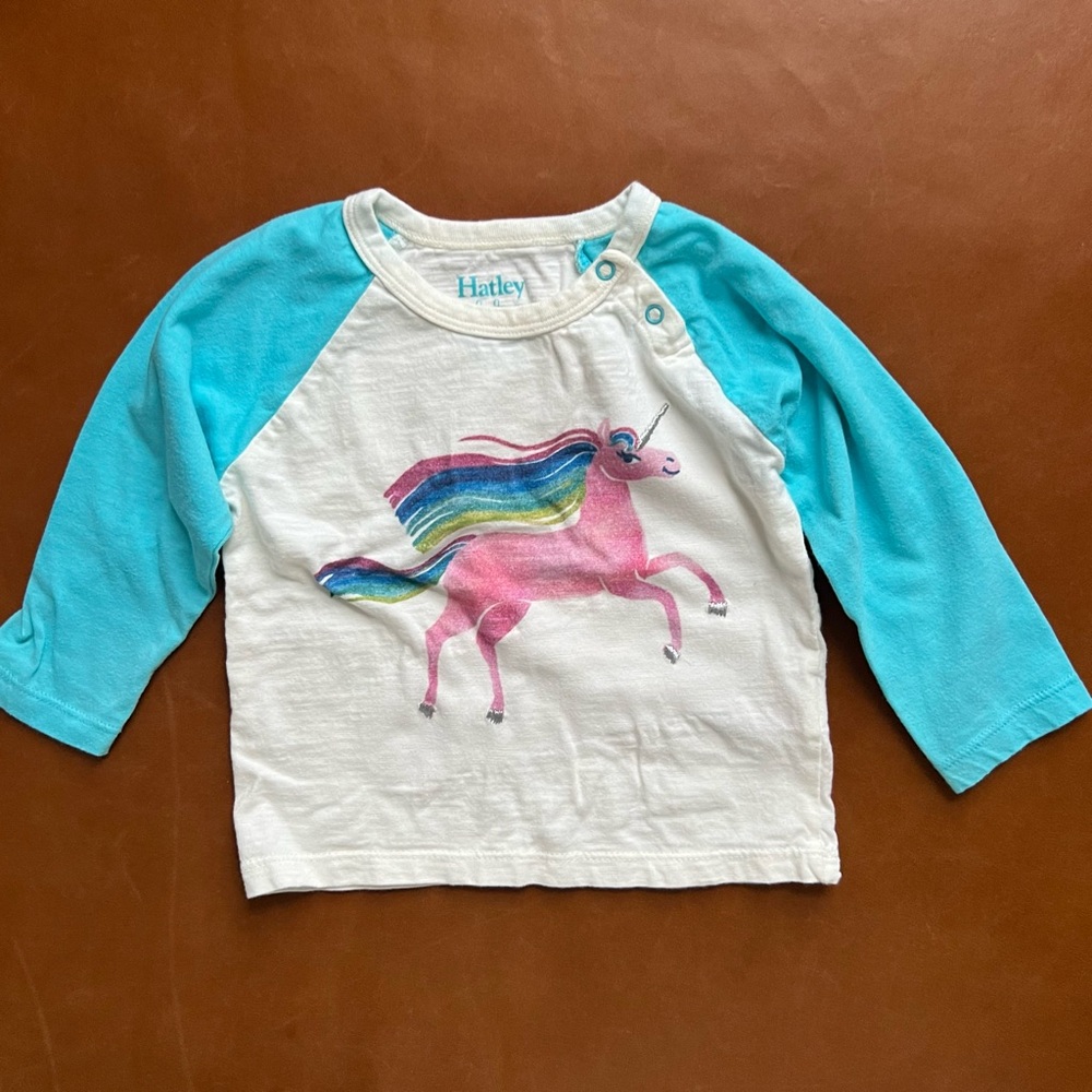 HATLEY Unicorn Baseball Sleeve Tee, 12-18mo
